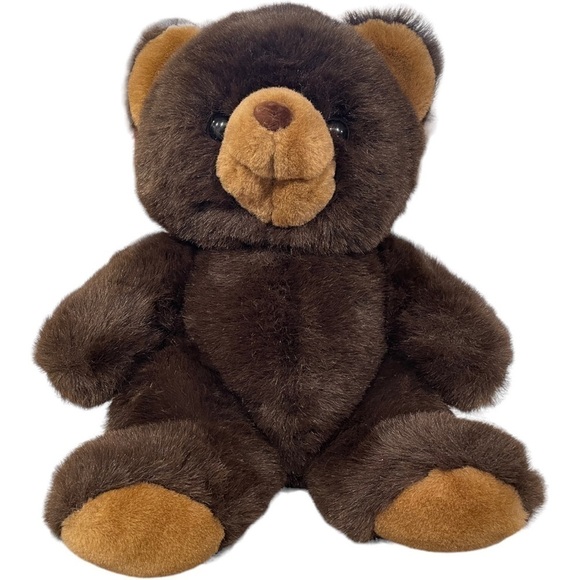 VINTAGE Cuddle Wit Teddy Bear Plush Stuffed Animal Dark Brown Tan Sitting 14 In - Picture 2 of 9